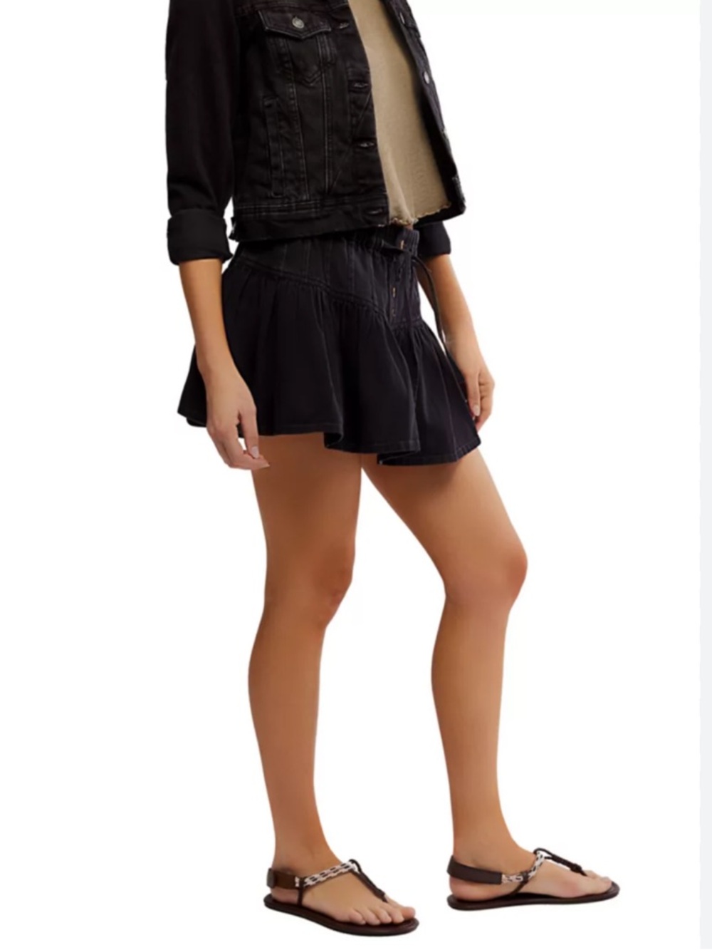 Free People We The Free Roselle High Rise Black Denim Mini Skirt New! - Picture 4 of 11